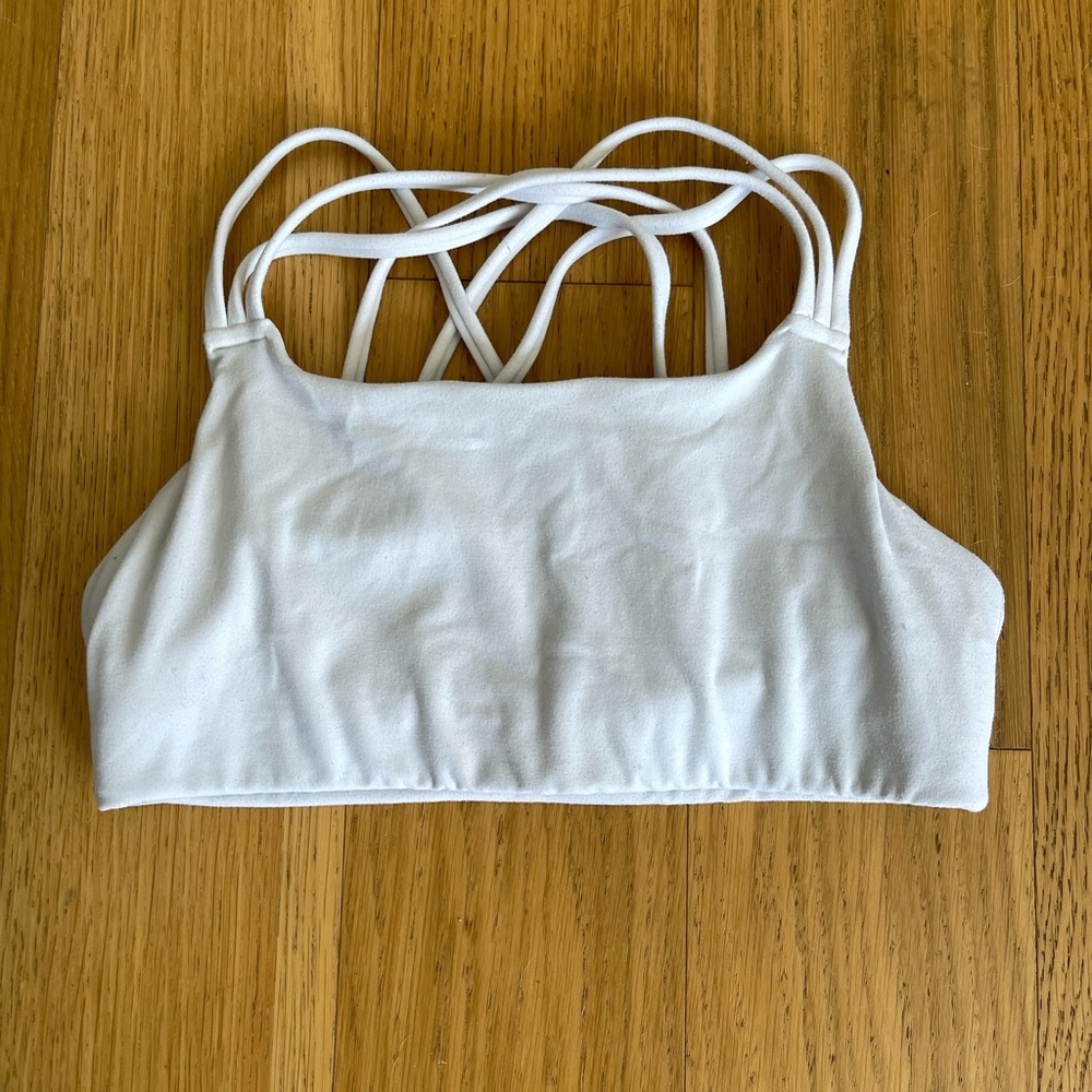 Athleta White Criss Cross back Sports Bra Sz Small
